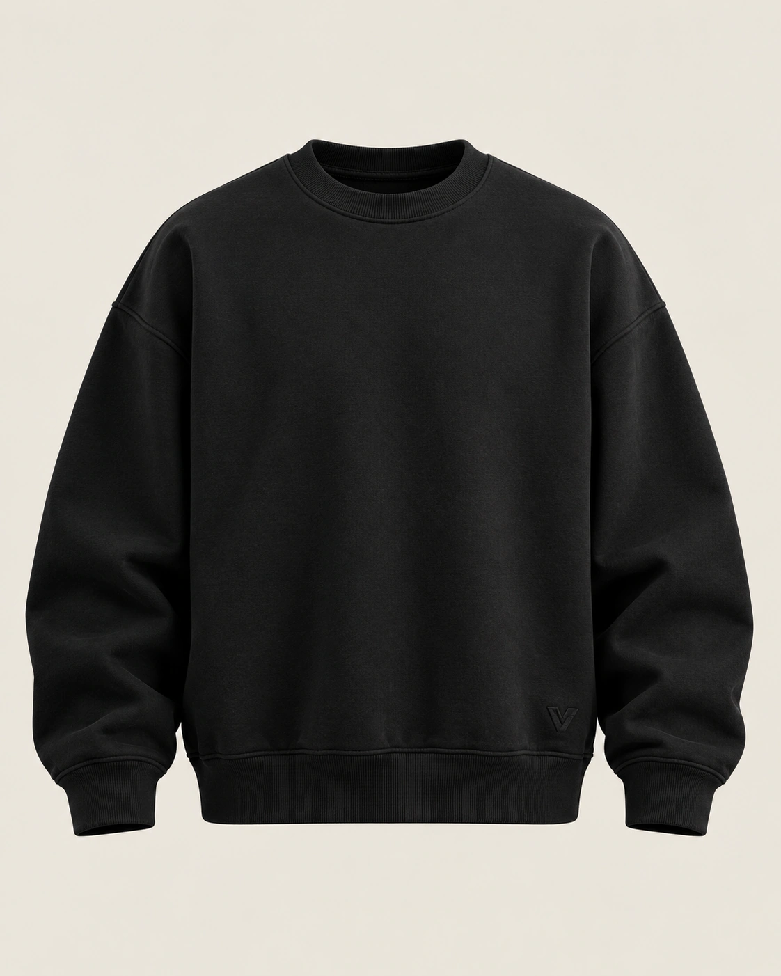 Essential Crewneck in Black, front view