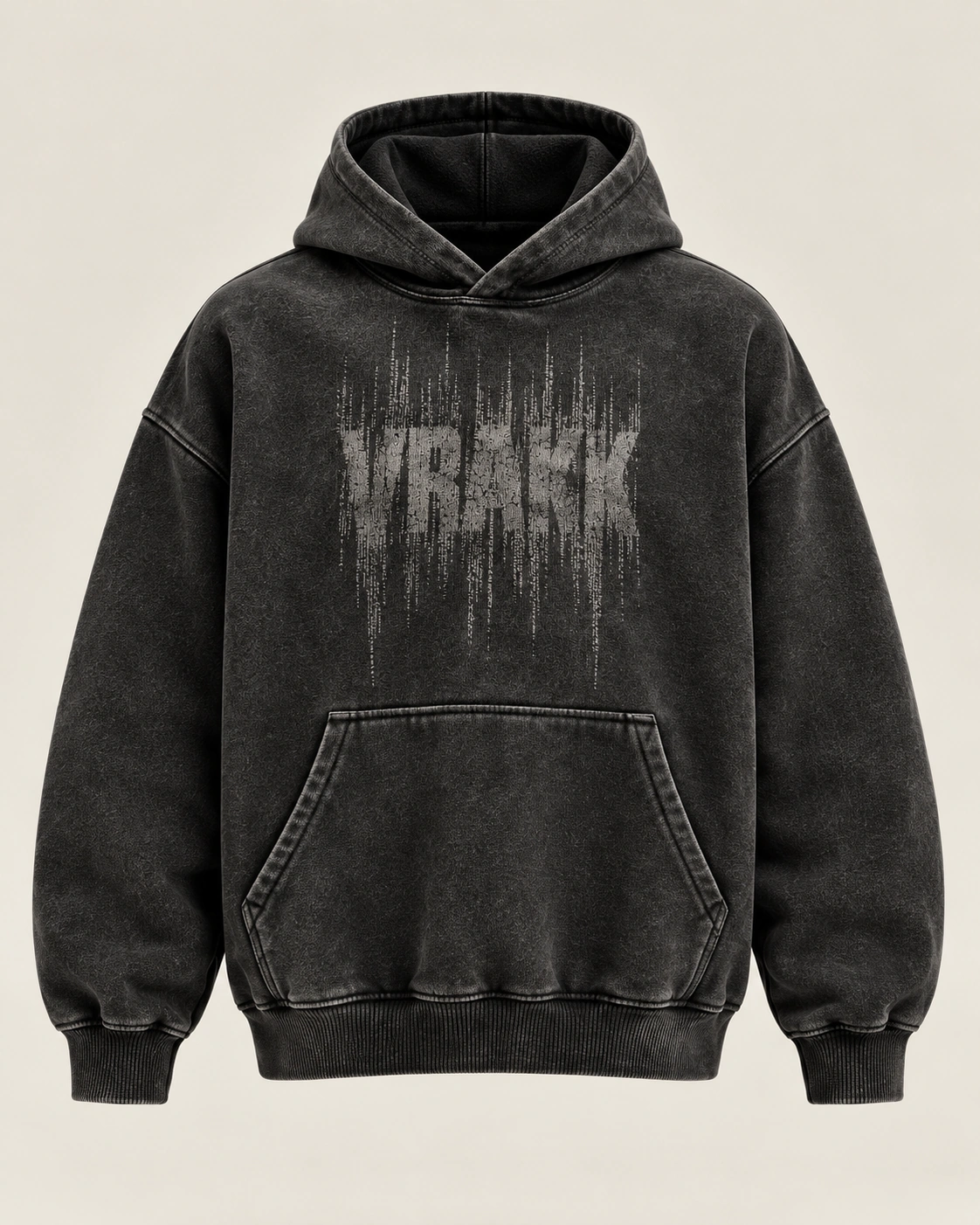 Static Hoodie in Washed Black, front view