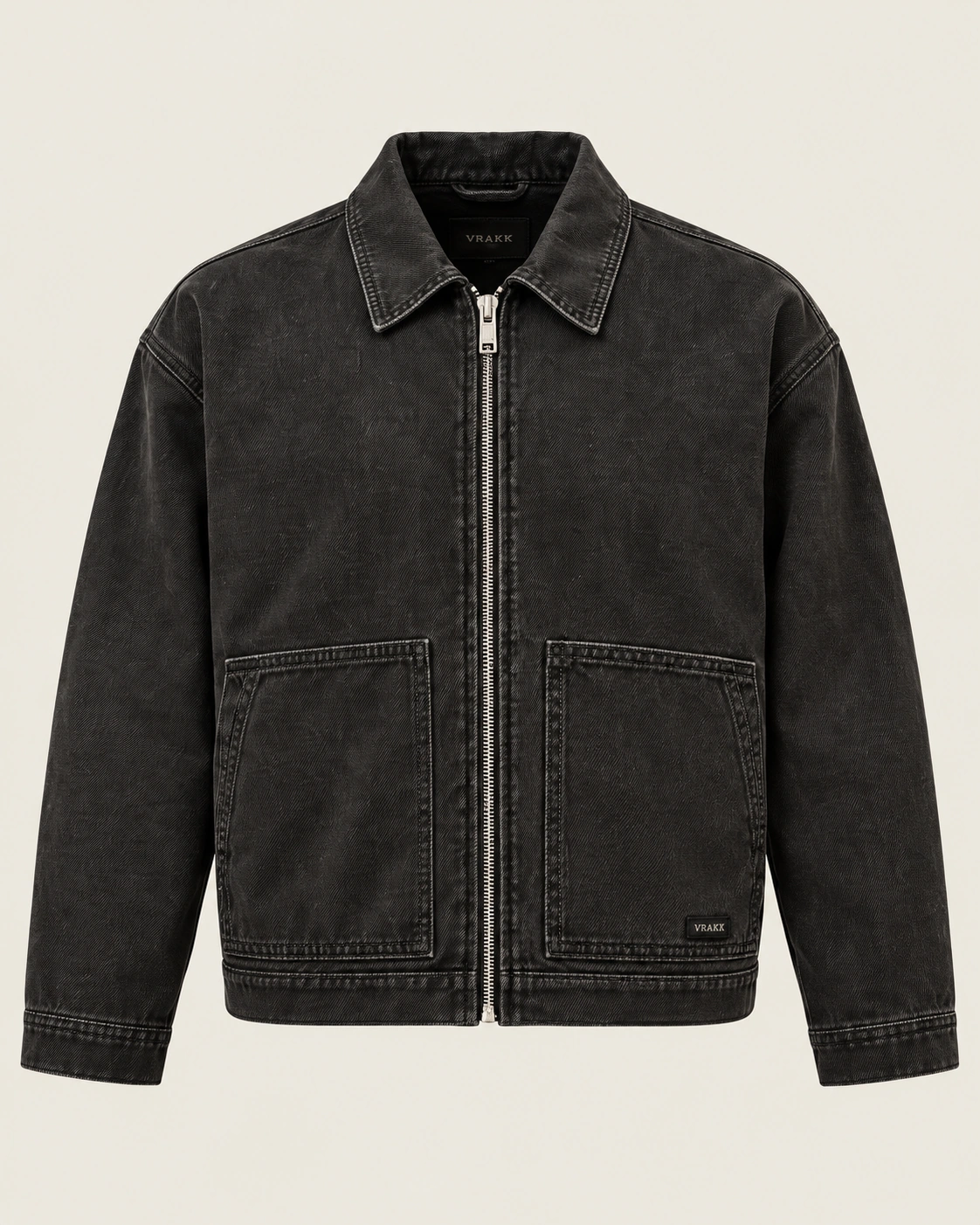 Foundry Work Jacket in Washed Black, front view